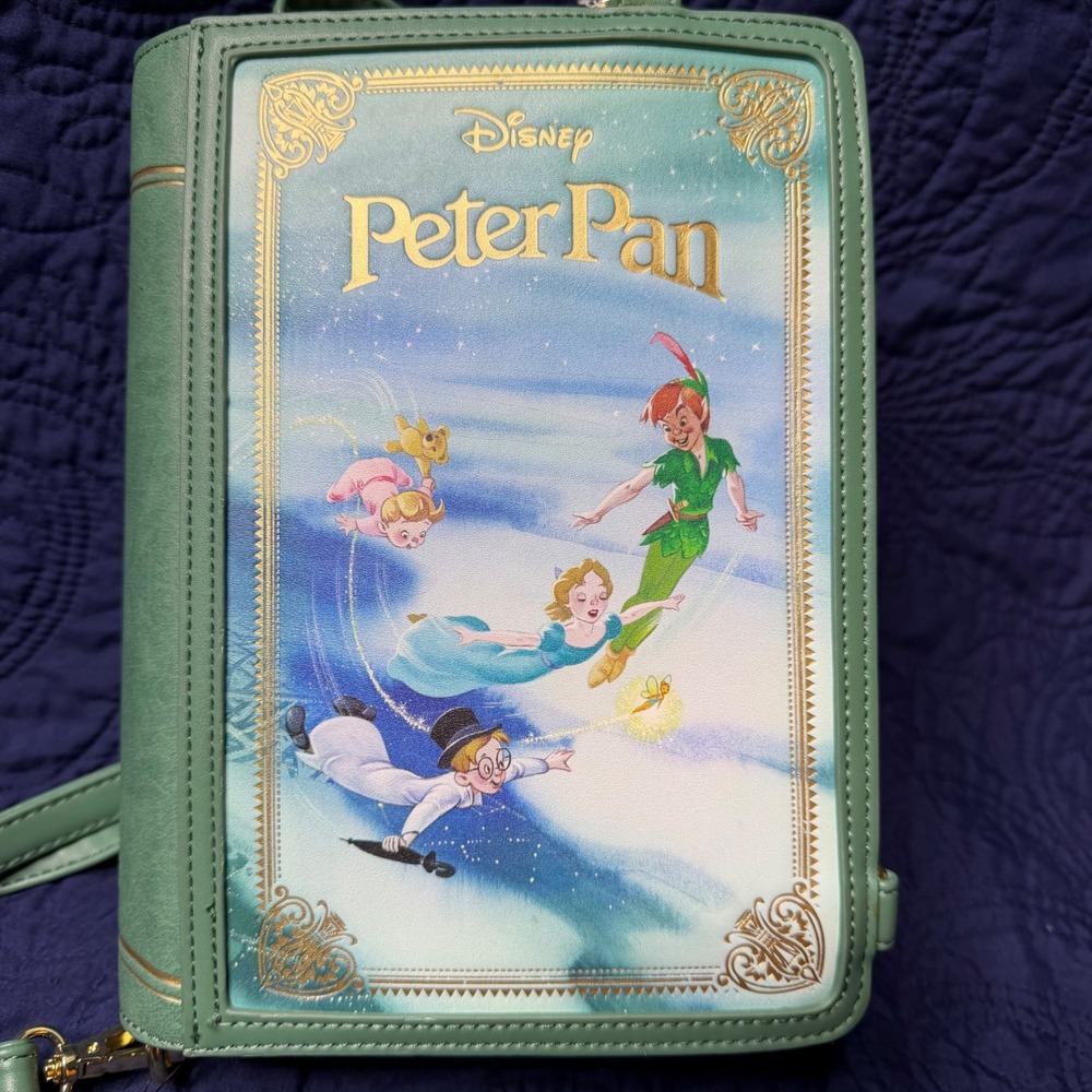 Loungefly Disney Peter Pan Storybook Series Convertible Crossbody Backpack Read - Picture 3 of 10